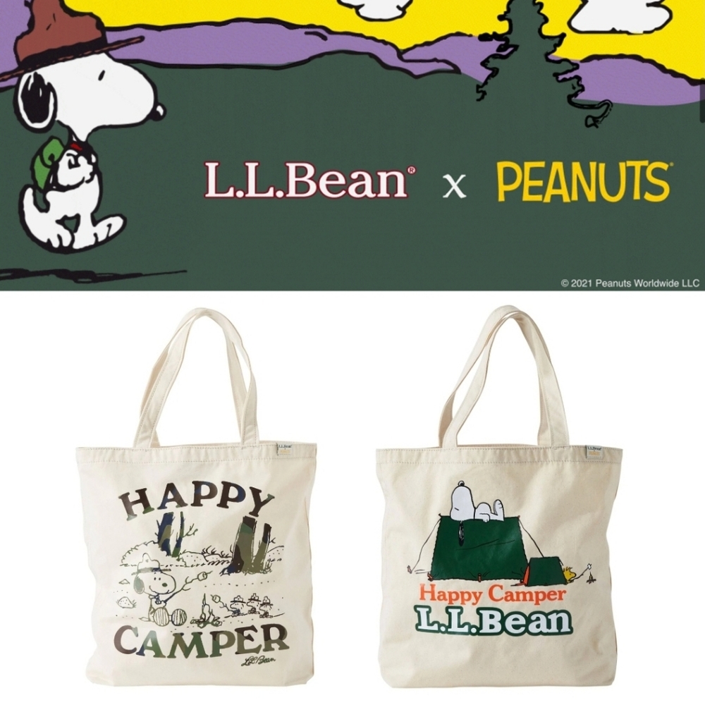 ⚡RARE⚡ LL BEAN PEANUTS 'Happy Camper' LL Bean Snoopy Tote Bag *NEW W/TAGS* ⛺